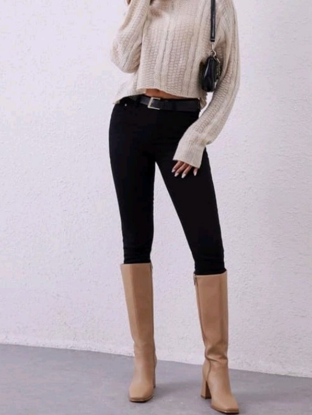 Modatope Nude Tan Women’s Knee-High Block Heel Boots 9.5